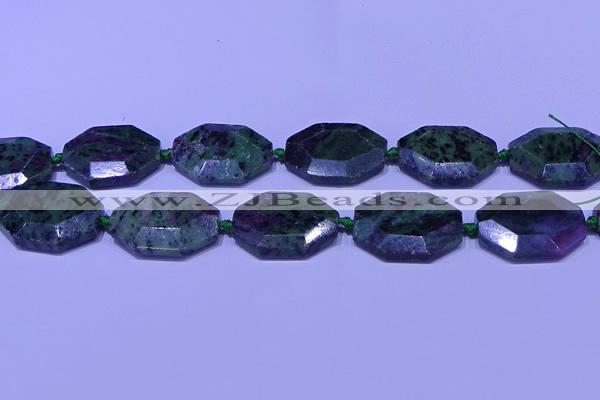 CNG7514 15.5 inches 25*35mm - 30*40mm faceted freeform ruby zoisite beads