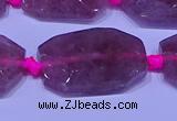 CNG7522 18*25mm - 25*35mm faceted freeform strawberry quartz beads