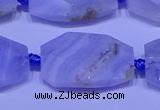 CNG7526 18*25mm - 25*35mm faceted freeform blue lace agate beads