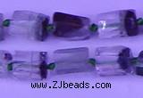 CNG7650 15.5 inches 5*7mm - 8*10mm nuggets green phantom quartz beads