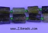 CNG7651 15.5 inches 5*7mm - 8*10mm nuggets green garnet beads