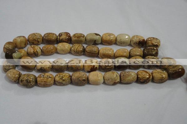 CNG776 15.5 inches 13*18mm nuggets picture jasper beads wholesale