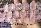 CNG7776 13*18mm - 15*25mm faceted freeform rose quartz beads