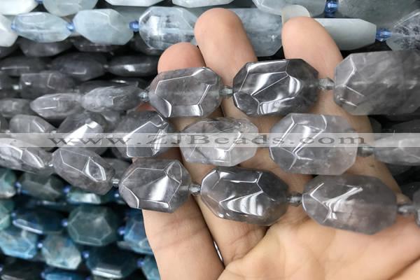 CNG7805 13*18mm - 18*25mm faceted freeform cloudy quartz beads