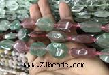 CNG7807 13*18mm - 18*25mm faceted freeform mixed strawberry quartz beads