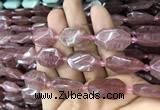 CNG7808 13*18mm - 18*25mm faceted freeform strawberry quartz beads