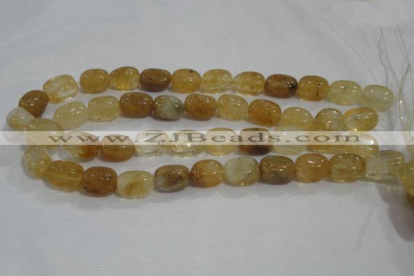 CNG782 15.5 inches 13*18mm nuggets golden rutilated quartz glass beads