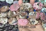 CNG7838 22*30mm - 25*35mm faceted freeform rhodochrosite beads