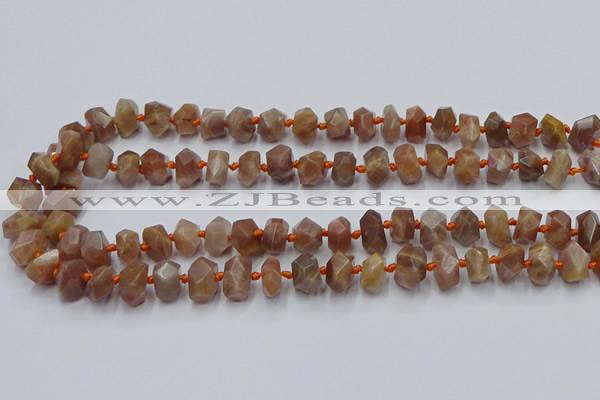 CNG7854 15.5 inches 6*10mm - 8*12mm faceted nuggets sunstone beads