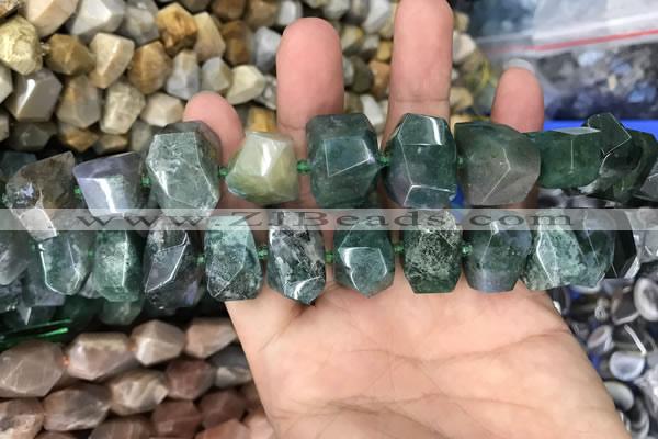 CNG7856 15.5 inches 12*16mm - 15*20mm faceted nuggets moss agate beads