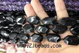 CNG7869 13*18mm - 18*25mm faceted freeform black tourmaline beads