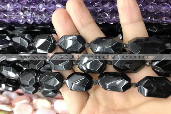 CNG7869 13*18mm - 18*25mm faceted freeform black tourmaline beads