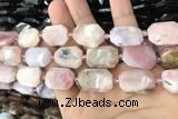CNG7891 13*18mm - 18*25mm faceted freeform pink opal beads