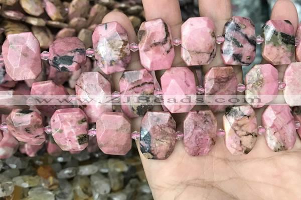 CNG7905 13*18mm - 15*25mm faceted freeform rhodochrosite beads