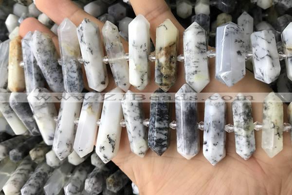 CNG7907 10*25mm - 12*45mm faceted nuggets white opal graduated beads