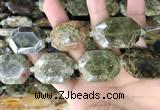 CNG7911 22*30mm - 25*35mm faceted freeform green garnet beads