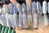 CNG7925 8*22mm - 12*40mm faceted nuggets blue chalcedony beads