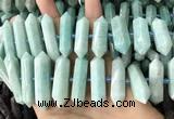 CNG7926 15.5 inches 10*25mm - 12*45mm faceted nuggets amazonite beads