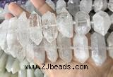 CNG7940 15*30mm - 17*30mm faceted nuggets white crystal beads