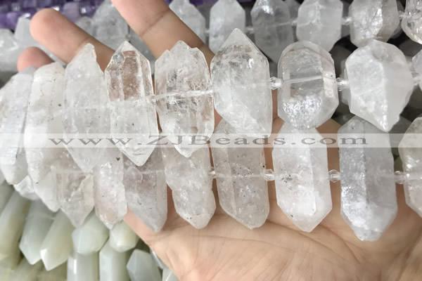 CNG7940 15*30mm - 17*30mm faceted nuggets white crystal beads