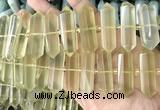 CNG7941 10*22mm - 12*45mm faceted nuggets lemon quartz beads