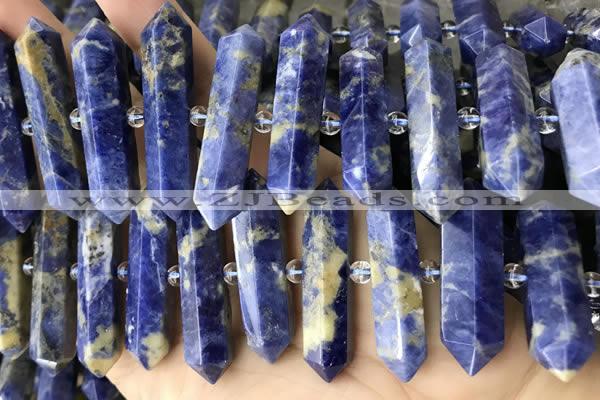 CNG7945 15.5 inches 10*22mm - 12*45mm faceted nuggets sodalite beads