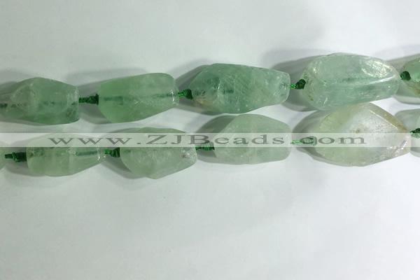 CNG7957 15.5 inches 15*25mm - 20*40mm nuggets green fluorite beads