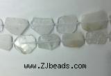 CNG7970 25*30mm - 35*45mm freeform white crystal slab beads