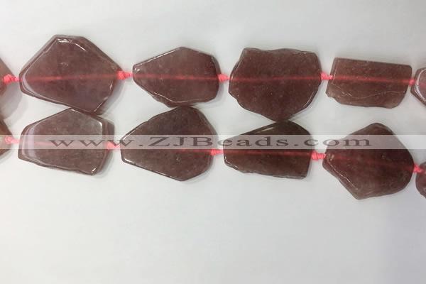 CNG7979 25*30mm - 35*45mm freeform strawberry quartz slab beads