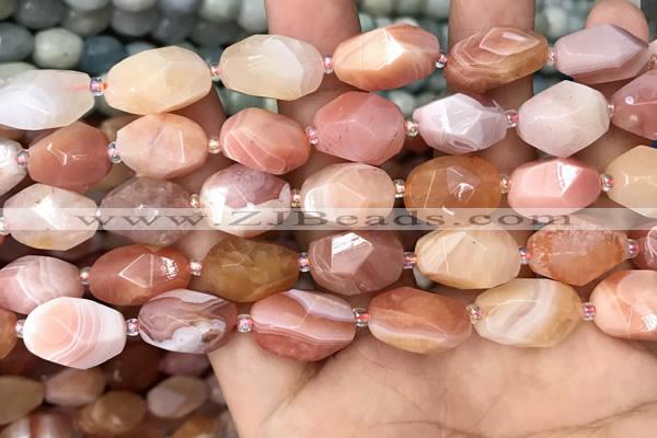 CNG7994 12*16mm - 13*18mm faceted nuggets pink Botswana agate beads