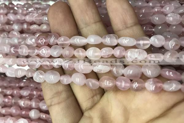 CNG8005 15.5 inches 6*8mm nuggets Madagascar rose quartz beads