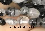 CNG8009 15.5 inches 6*8mm nuggets black rutilated quartz beads