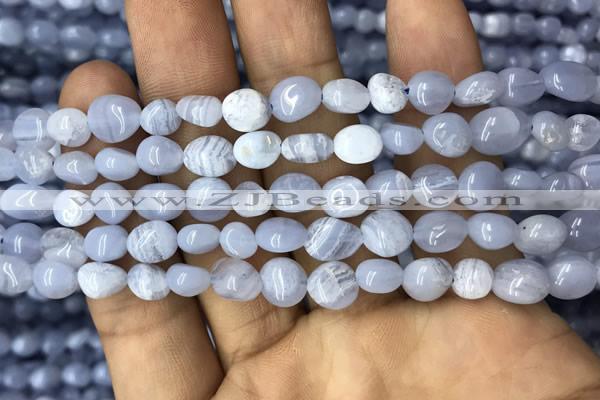 CNG8015 15.5 inches 6*8mm nuggets blue lace agate beads