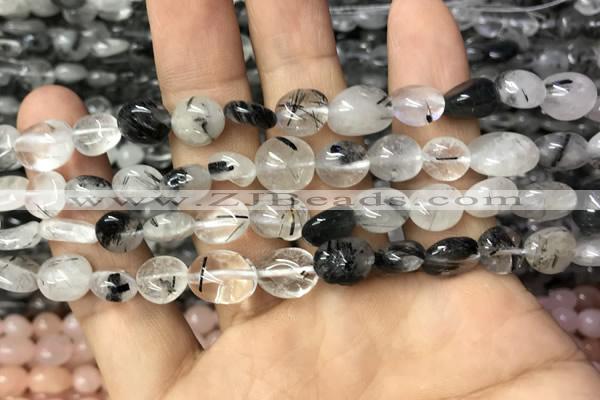 CNG8036 15.5 inches 8*10mm nuggets black rutilated quartz beads