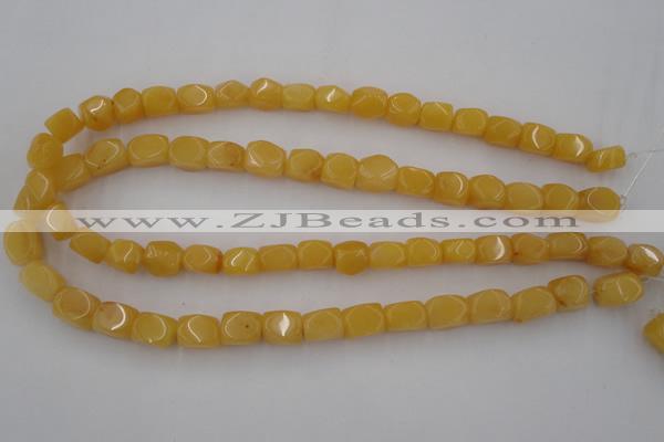 CNG807 15.5 inches 9*12mm faceted nuggets yellow jade beads