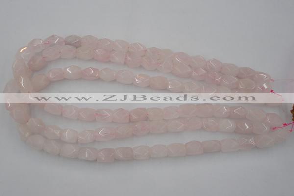 CNG815 15.5 inches 8*12mm faceted nuggets rose quartz beads
