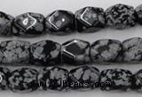 CNG820 15.5 inches 9*12mm faceted nuggets snowflake obsidian beads