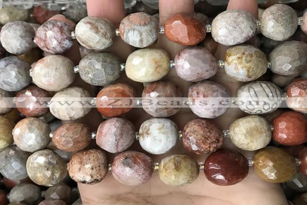 CNG8528 15.5 inches 13*15mm - 15*17mm faceted nuggets fossil coral beads