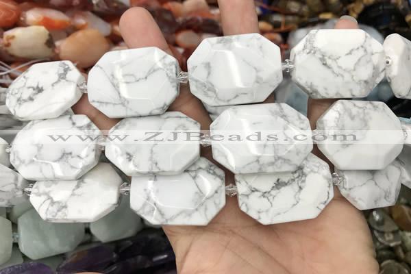 CNG8556 22*30mm - 25*35mm faceted freeform white howlite beads