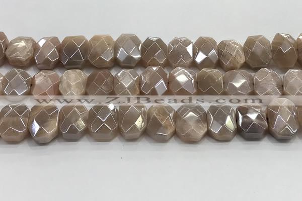CNG8617 10*13mm - 12*16mm faceted freeform AB-color moonstone beads