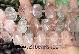 CNG8630 13*18mm - 15*25mm faceted freeform pink quartz beads