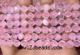 CNG8691 15.5 inches 8mm faceted nuggets rose quartz beads