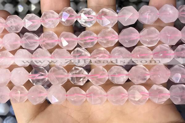 CNG8692 15.5 inches 10mm faceted nuggets rose quartz beads