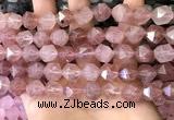 CNG8697 15.5 inches 10mm faceted nuggets strawberry quartz beads