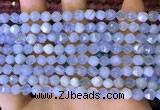 CNG8705 15.5 inches 6mm faceted nuggets blue chalcedony beads