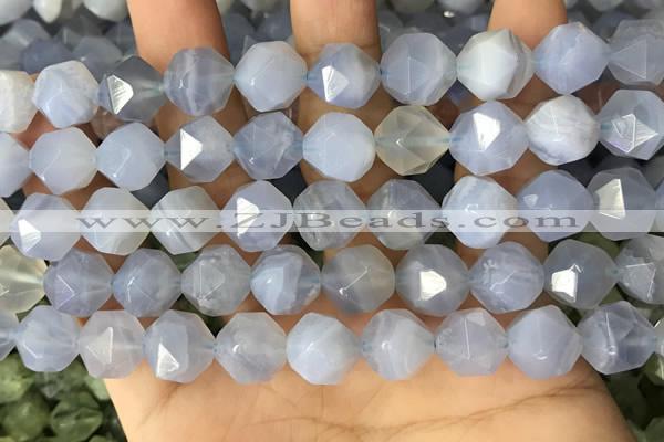 CNG8708 15.5 inches 12mm faceted nuggets blue chalcedony beads