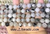 CNG8733 15.5 inches 8mm faceted nuggets black rutilated quartz beads