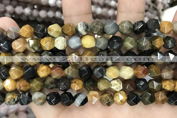 CNG8776 15 inches 8mm faceted nuggets jasper gemstone beads