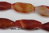 CNG880 15.5 inches 14*30mm faceted rice red agate nugget beads