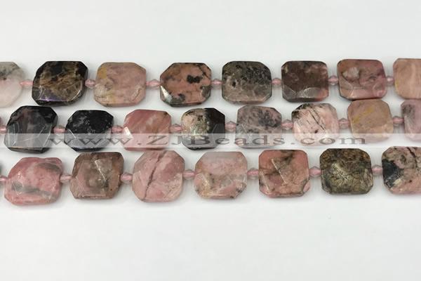 CNG8814 15.5 inches 16mm - 20mm faceted freeform rhodonite beads